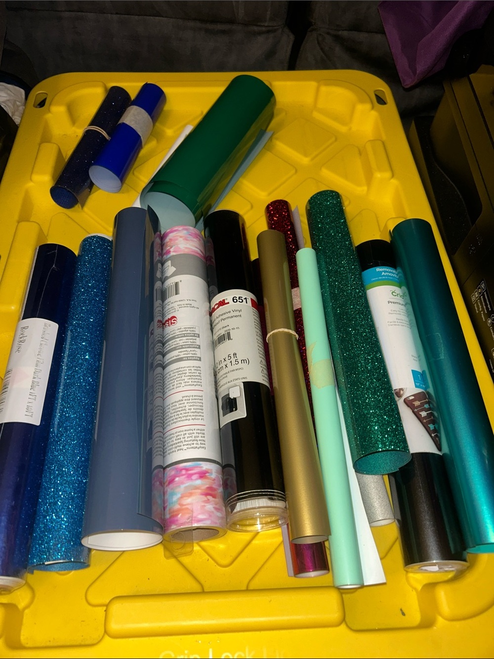 Assorted Vinyl Craft Rolls - Teal, Green, Blue, Gold, Black
